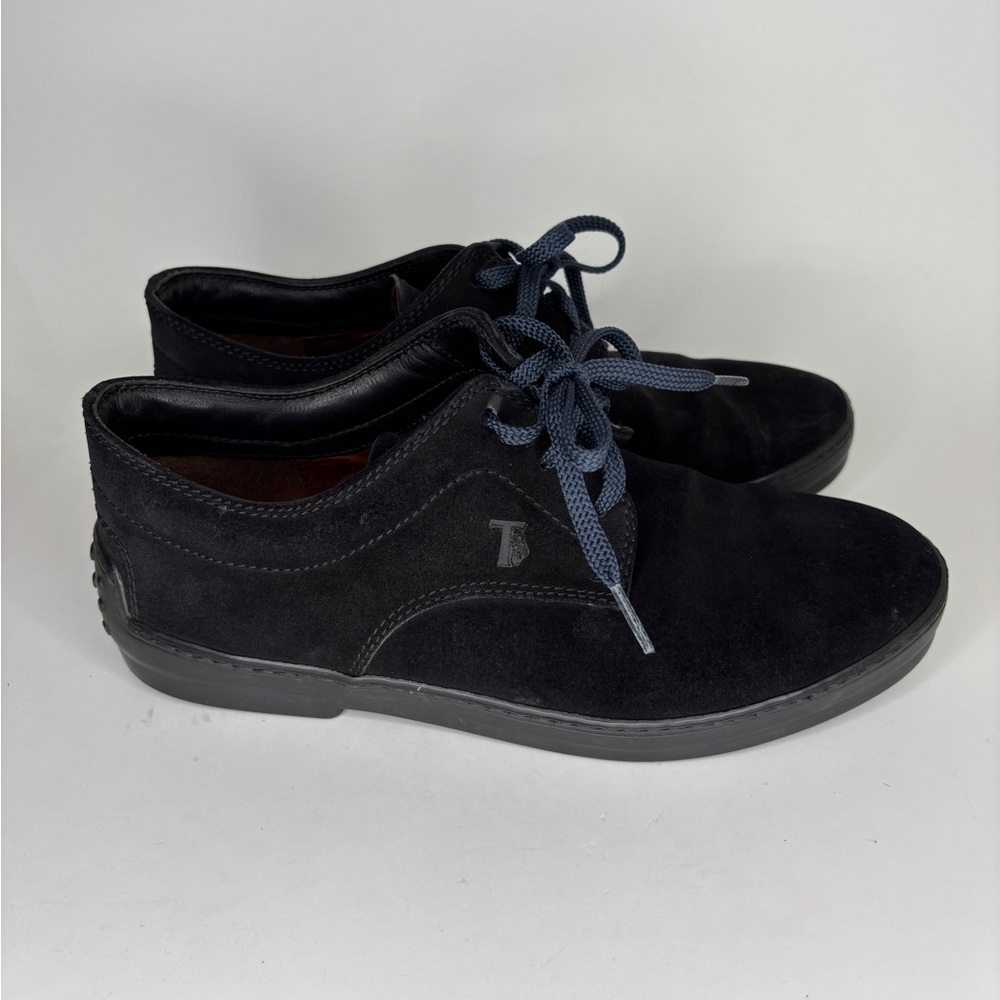 Tods Oxfords Casual Dress Shoes Men Size 9.5 Black Suede Made In Italy
